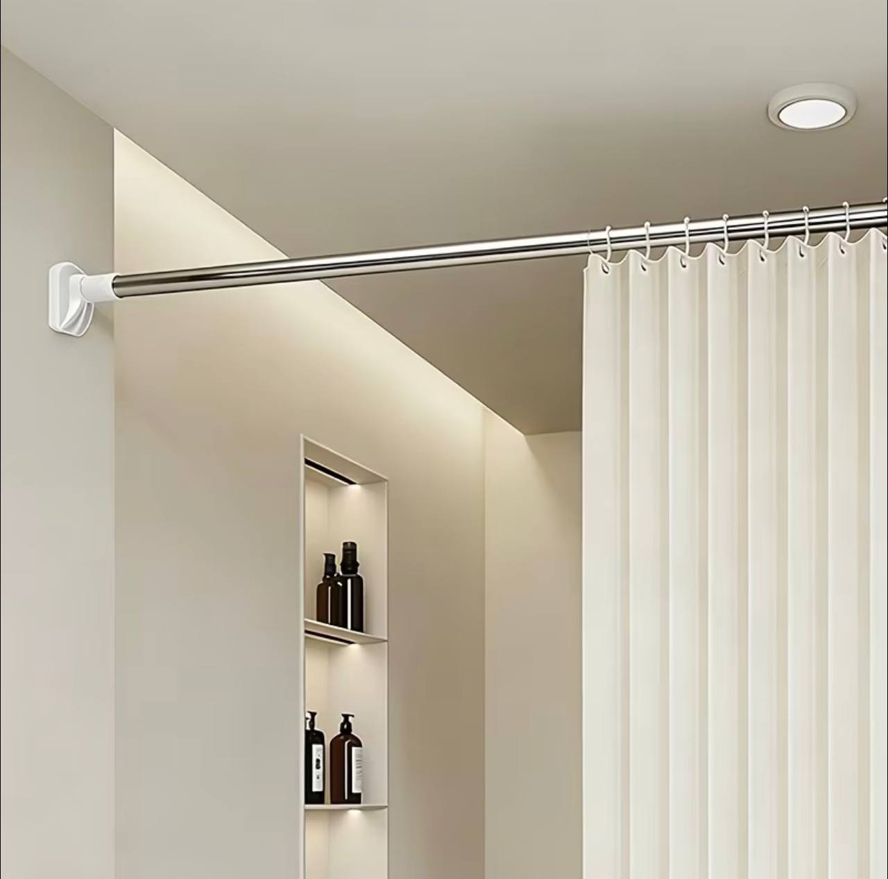 Clothes Hanger, retractable  rod, curtain steel rod, adjustable clothes/Curtain rod, kitchen adjustable rod, Hanger, shower curtain rod, expandable curtain rod, No Hole Bathroom Curtain Door Towel Hat Wardrobe Hanger Stainless Steel rod
