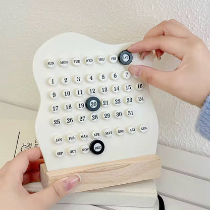 Wooden Perpetual Desktop Calendar
