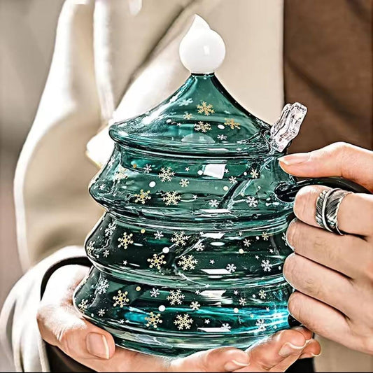 Cute Borosilicate Glass  Christmas Tree Shaped Cup set + Gift Box