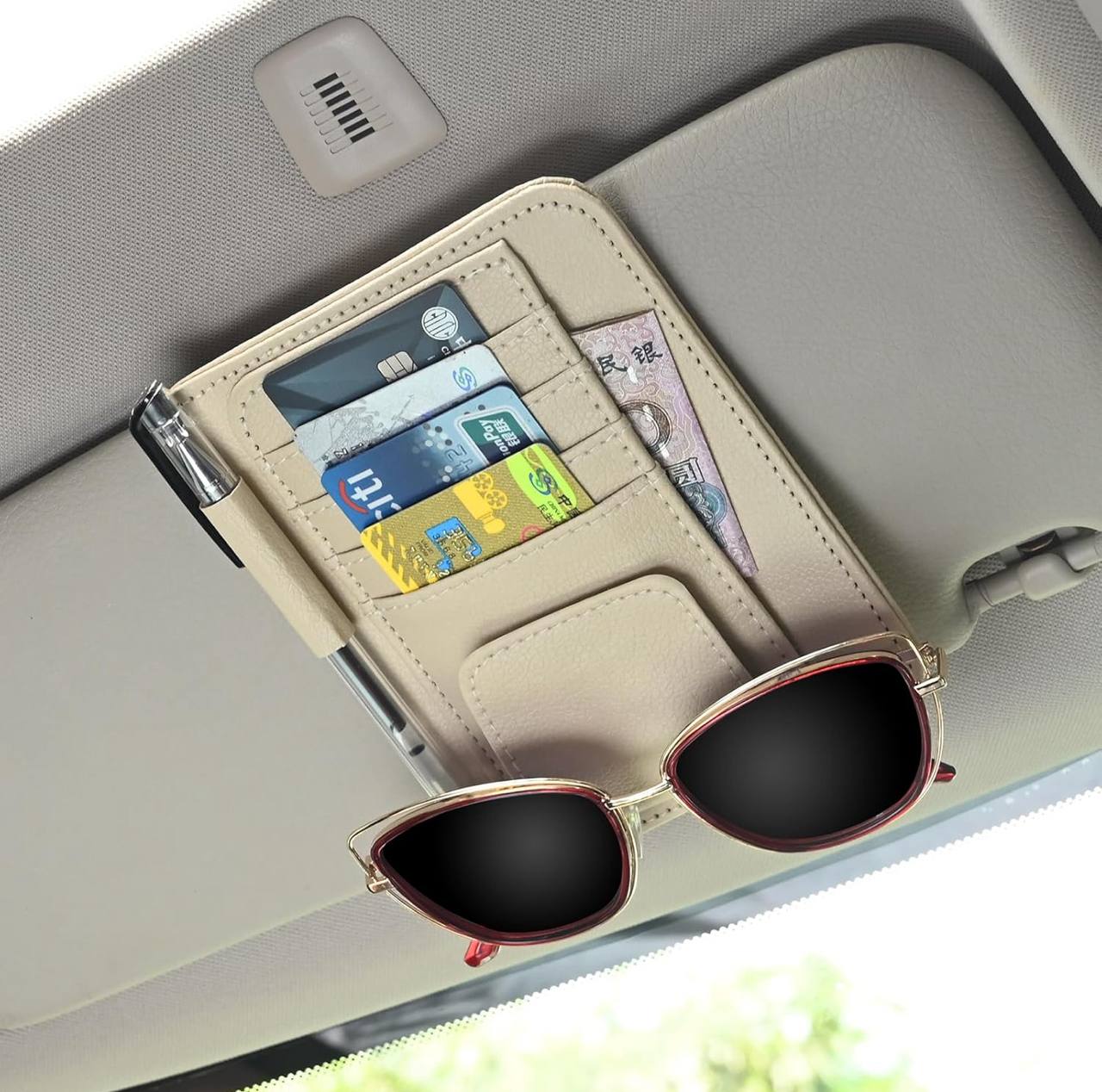 Car sun visor organizer