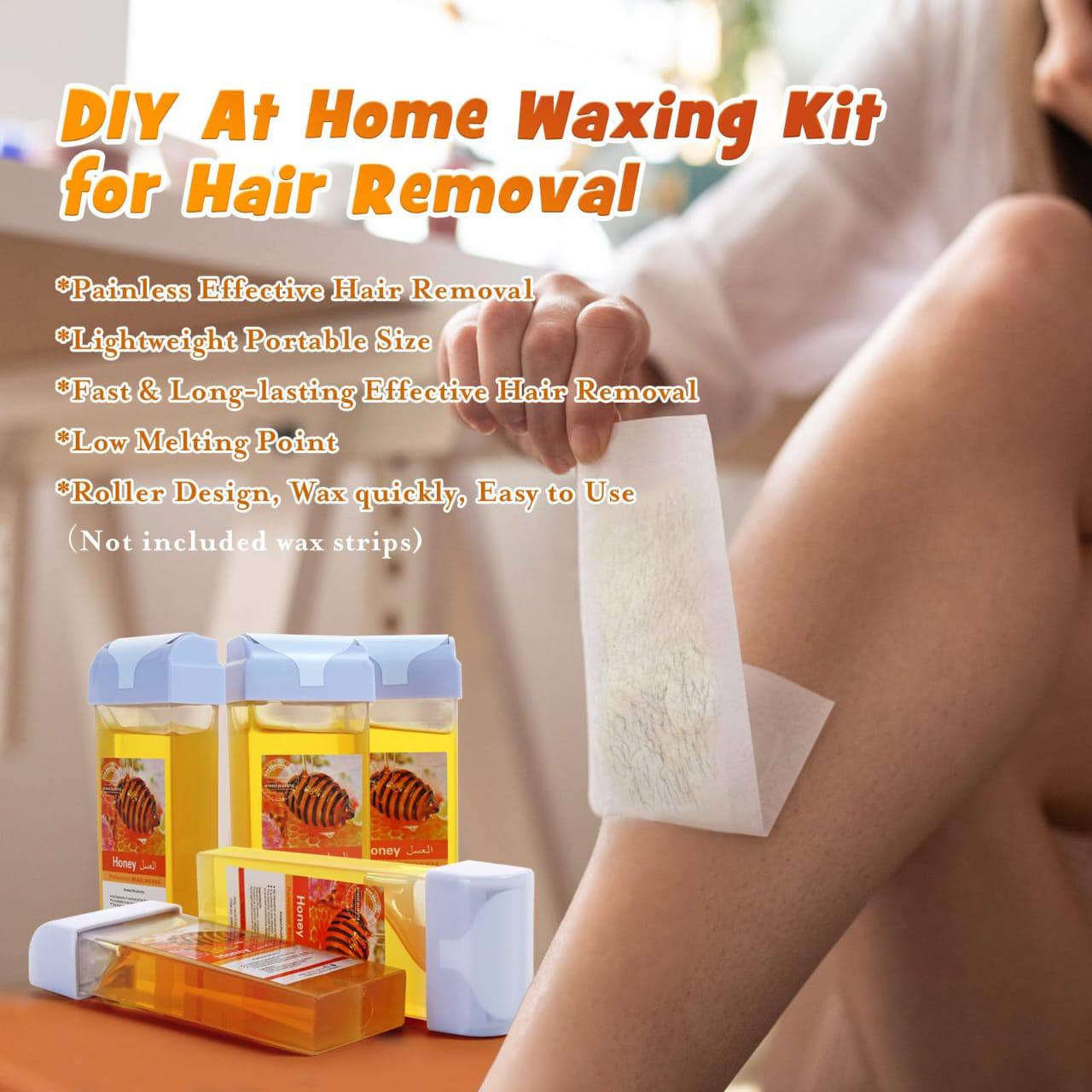 Painless Roll-On Wax Depilatory Honey & Aloe Vera Wax Cartridge for Bikini And Body Hair Removal*