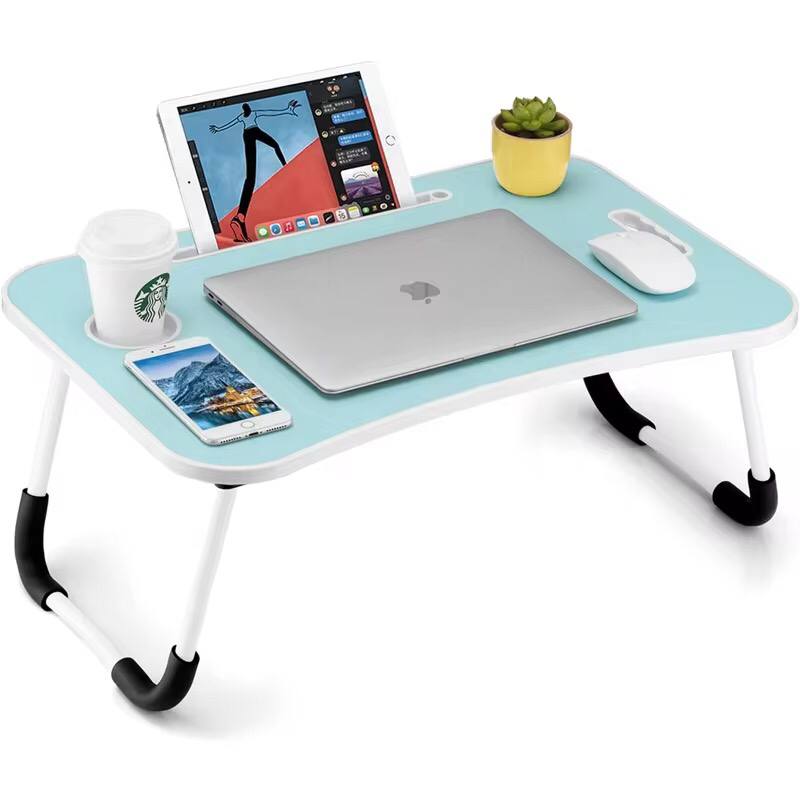 Multi-purpose foldable portable laptop desk study table with tablet slot and drink slot