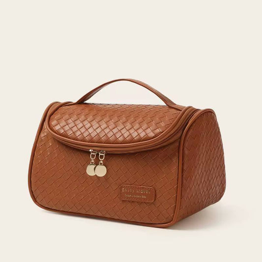 Leather cosmetics / make up organizer travel bag