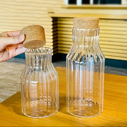 Modern Household Borosilicate Glass Storage Jar with Acacia wooden cork Lid
