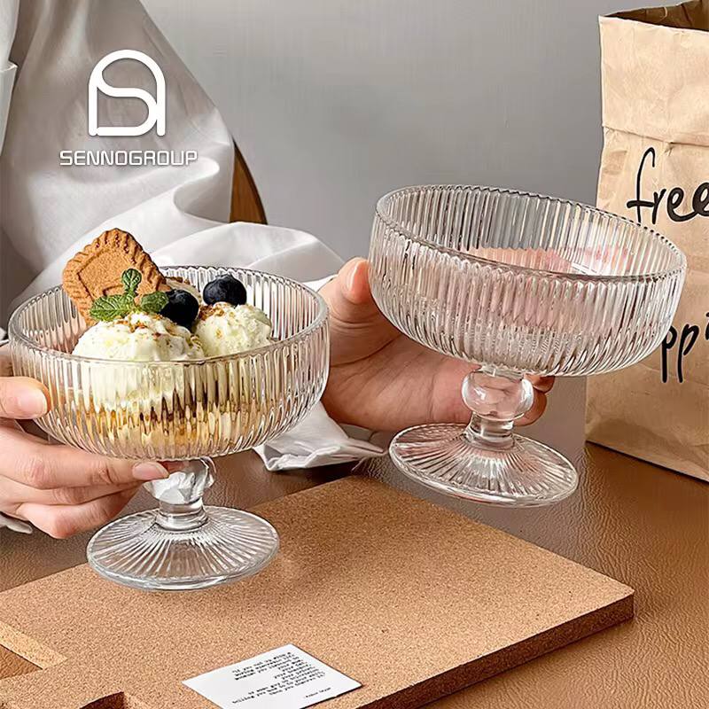 High borosilicate ribbed dessert/ice cream glasses/goblet
6pc