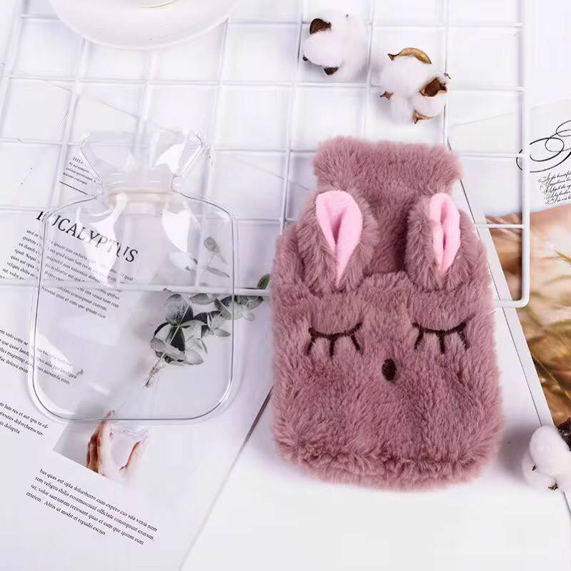 Cute rabbit shape fleece hot water bottle