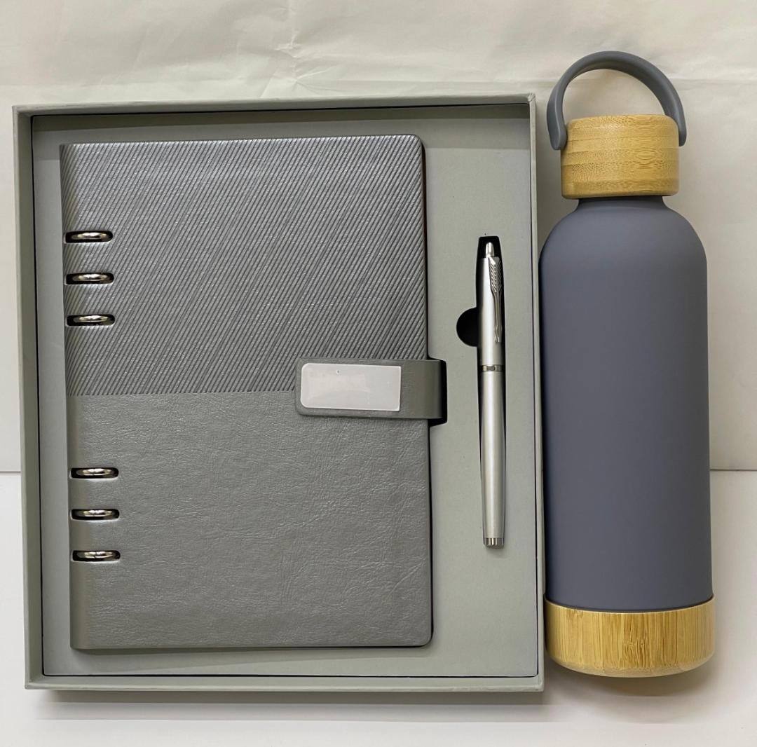 Executive Buckle Note Book Set With Thermal Bottle