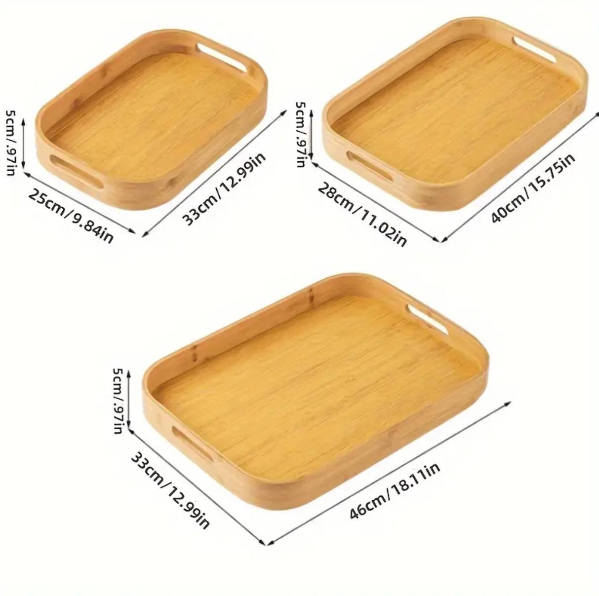 3 piece bamboo/wooden  tray set