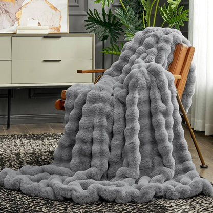 Soft Bubble Winter Throw Blanket Plain