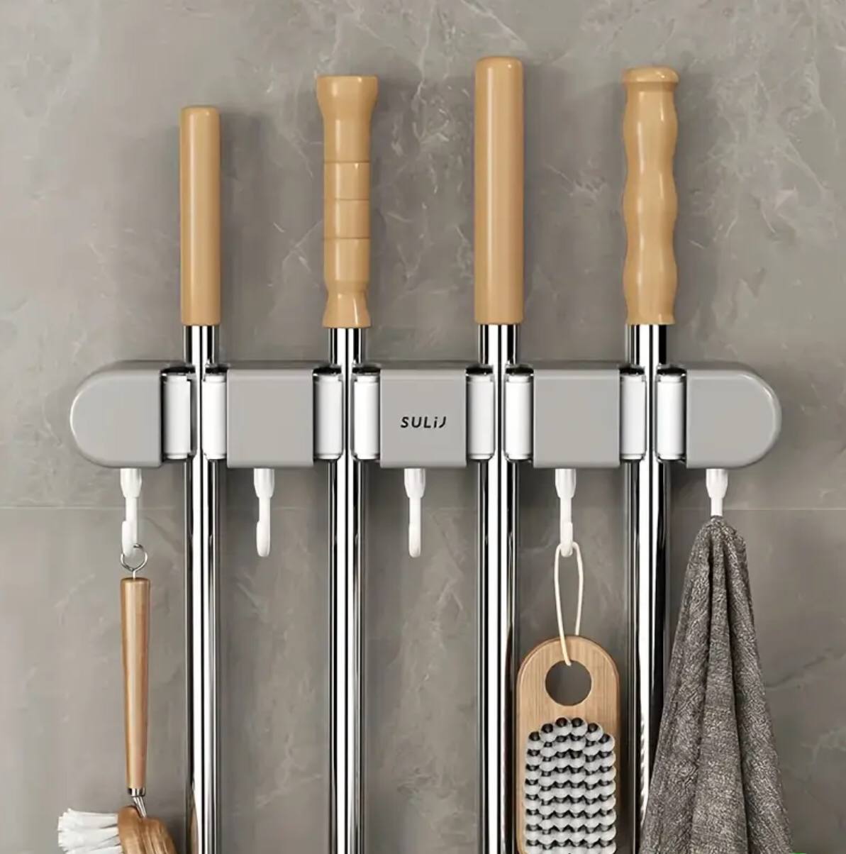 Non slip wall Mounted mop holder