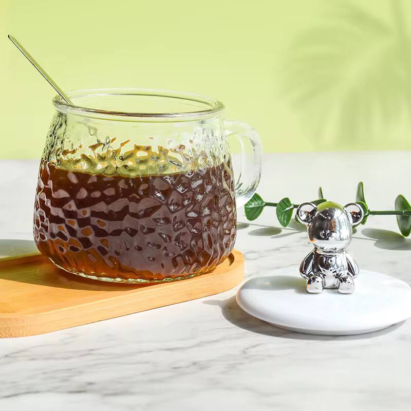 High borosilicate cup with lid/spoon