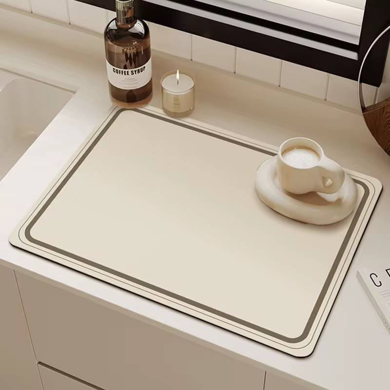 Geometric kitchen dish drying mats
