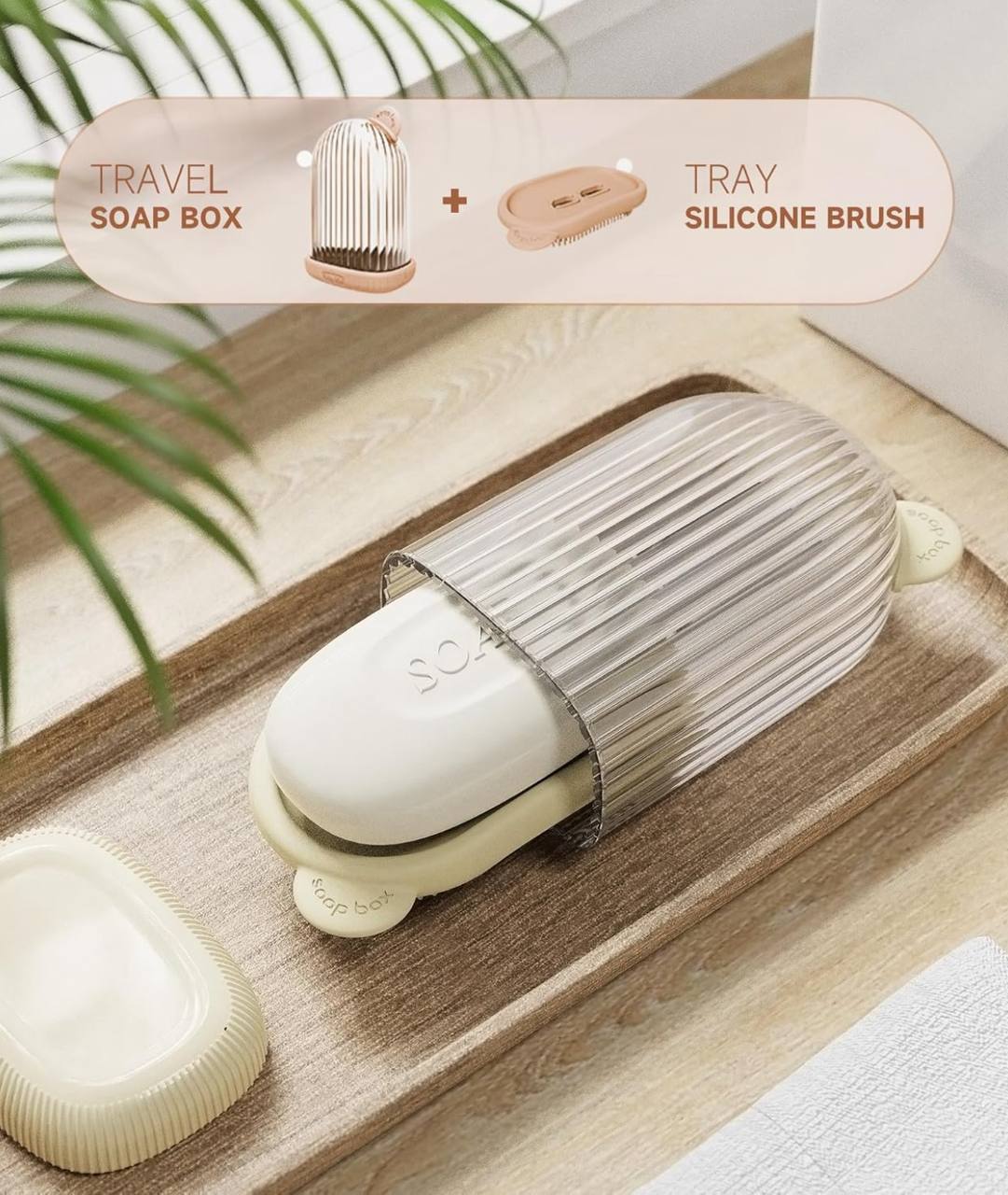 Portable Travel soap dish holder with shower brush