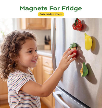 10 piece Cute Decorative and Educational Magnetic Fruit  and vegetables Fridge Stickers/ Memo Holders