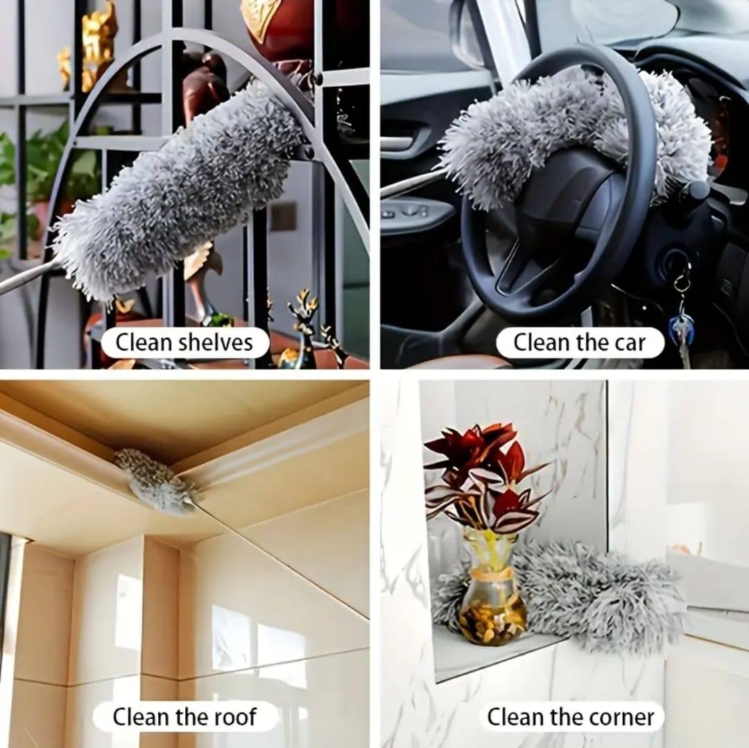 Microfiber Duster Extra Long Telescopic Pole Scratch-Resistant Cover,Bendable,Washable,Hypoallergenic,Lint Free Feather Dusters