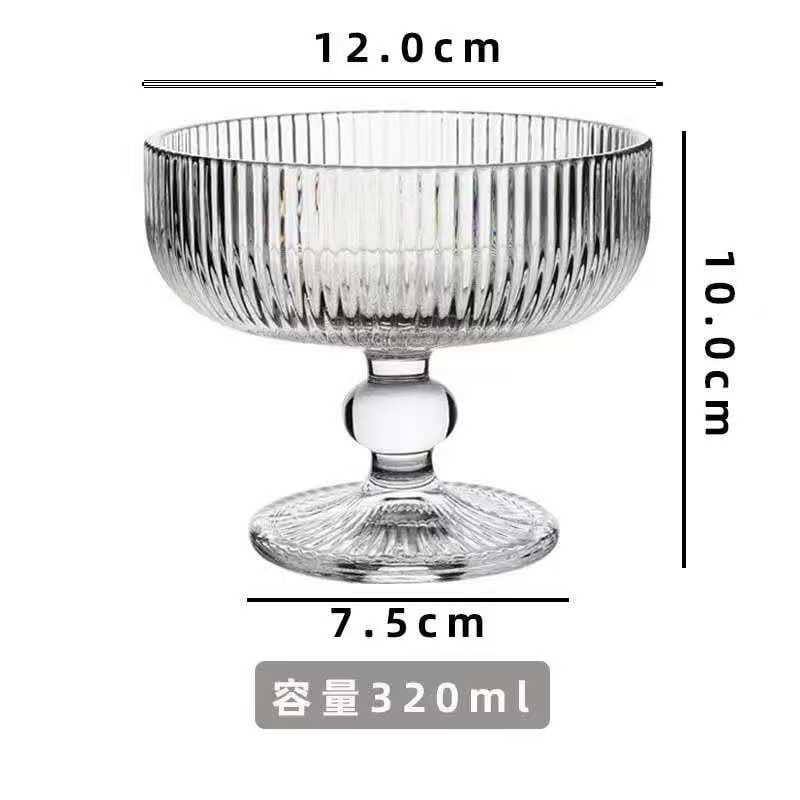 High borosilicate ribbed dessert/ice cream glasses/goblet
6pc