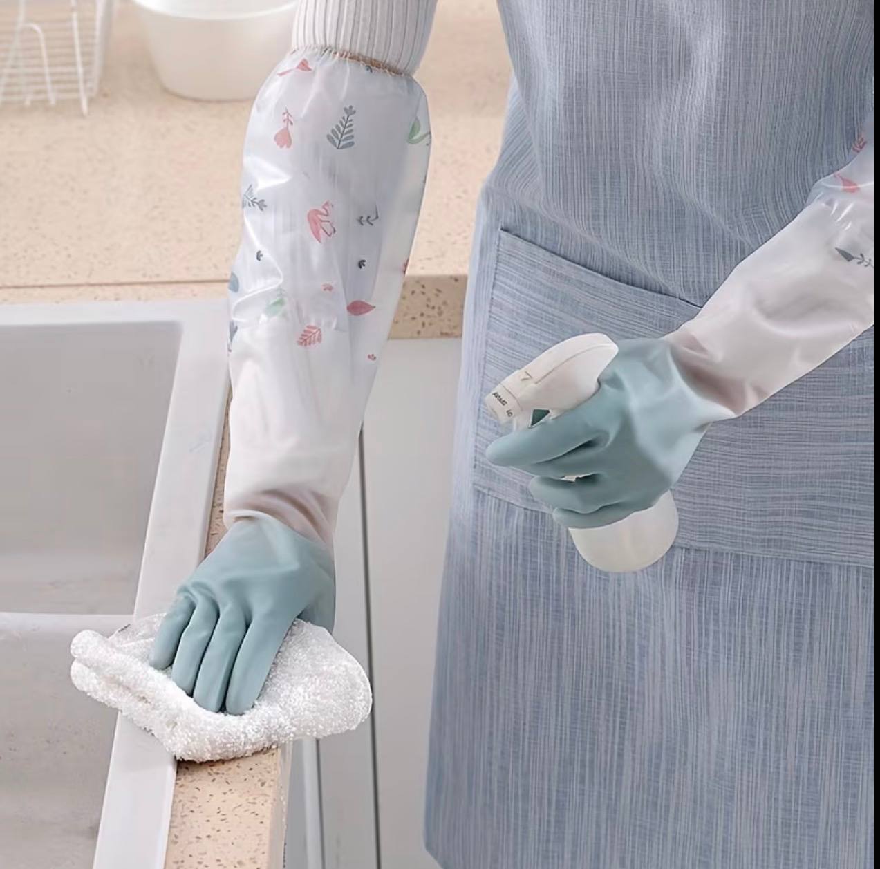 Long silicon waterproof kitchen/household gloves