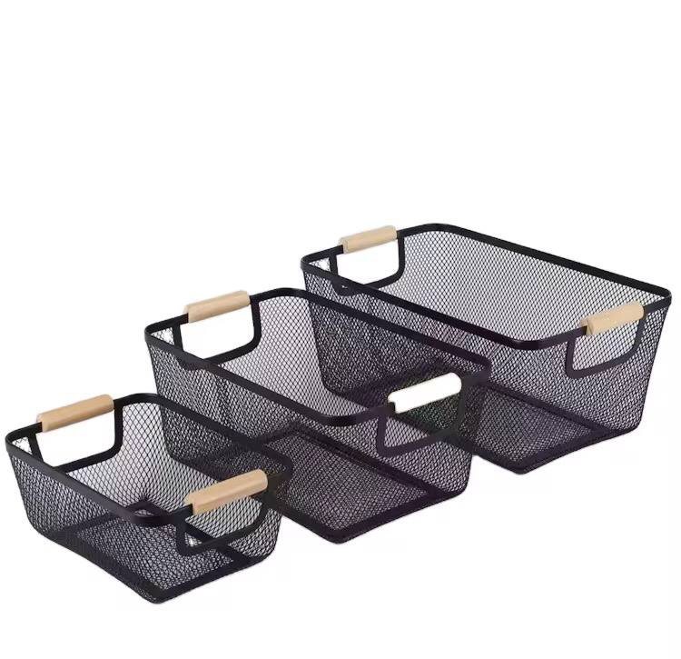Metal Mesh Basket Spacious Wire Baskets for Shelves Decorative Storage Bathroom Organizer