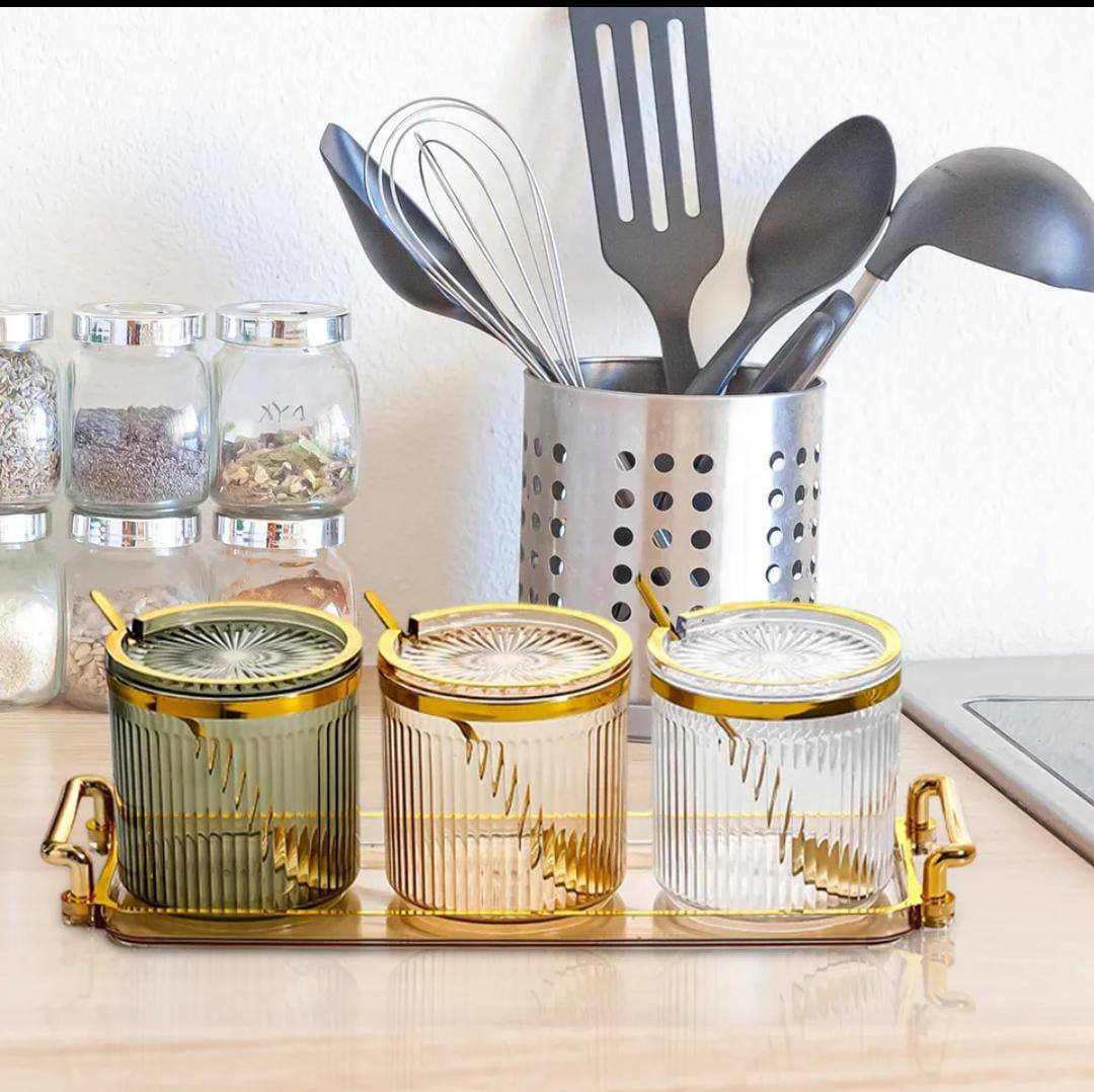 4 in 1 Acrylic seasoning set ideal for spices, sugar
