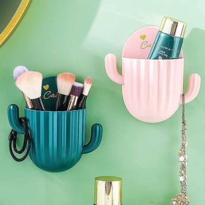 Household Wall Self-adhesive Cactus Storage Rack Kitchen Bathroom Toothbrush Storage Wall Mount Holder