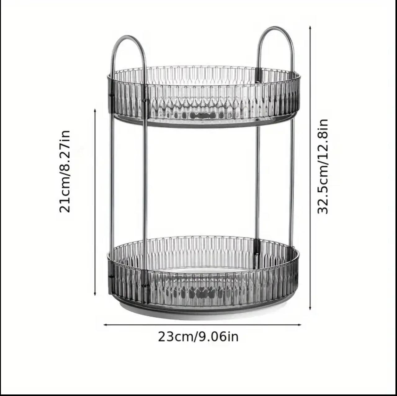 360 DEGREE 2 TIER ROTATING  MULTIFUNCTIONAL TRANSPARENT MAKEUP/COSMETIC ORGANIZER.