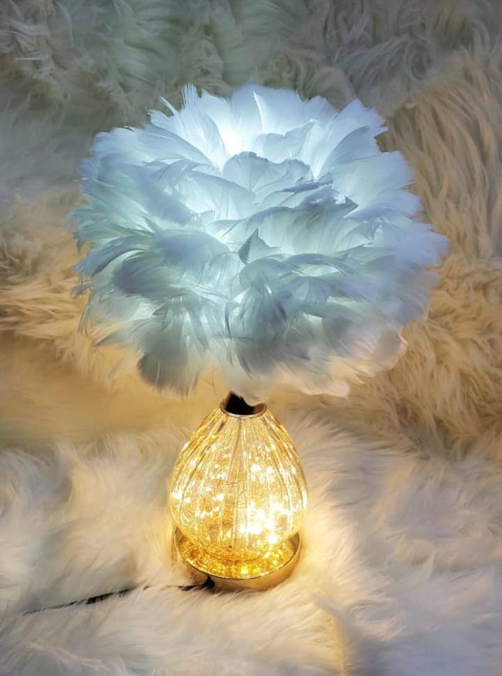 CRYSTAL FEATHER LAMP TABLE