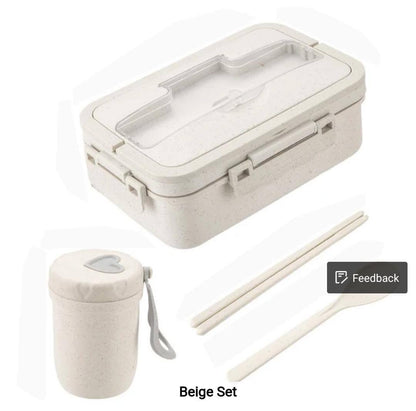 3 Grid Stainless Steel Lunch Box With Spoon and Chopsticks