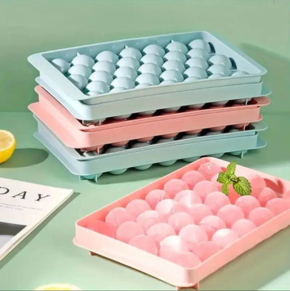33 grid mini round ice cube tray mold with lid