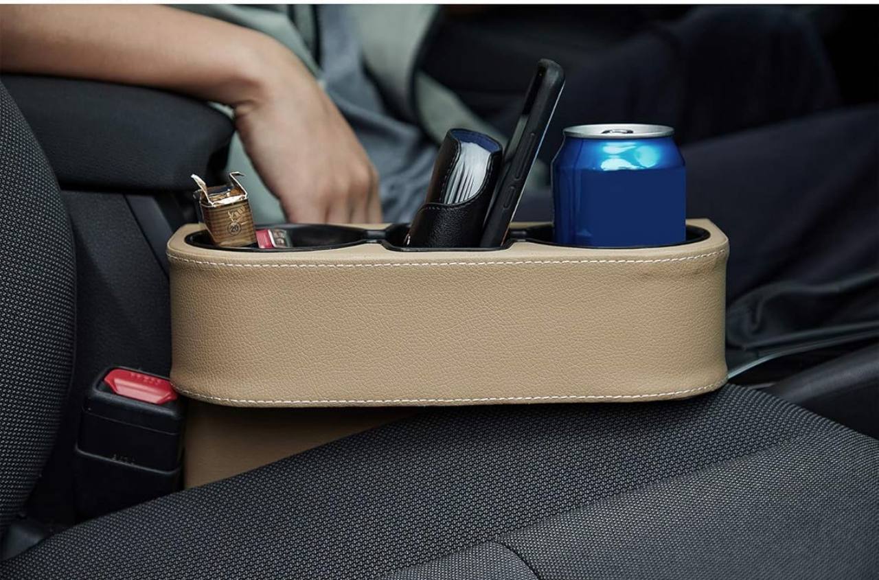 Car Cup Holder with Phone Holder & double Side Holders with high Quality Leather Cover