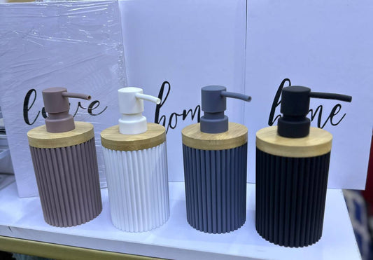 Bamboo luxury Lotion pump bottle for kitchen/ bathroom countertops / shower gel/ decorative soap dispenser