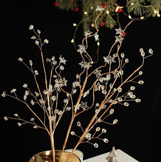 Christmas Decorations Crystal Bud Branches For Xmas DIY Crystal Flower Christmas Acrylic Beads Picks
