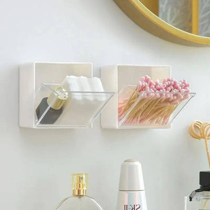 2pcs set  Plastic Wall Mounted Storage Box Dustproof Bathroom Organizer