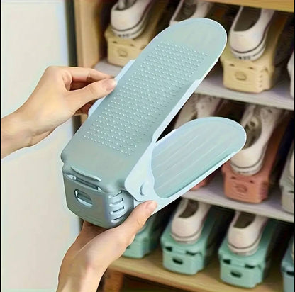 Adjustable shoe space saver organizer