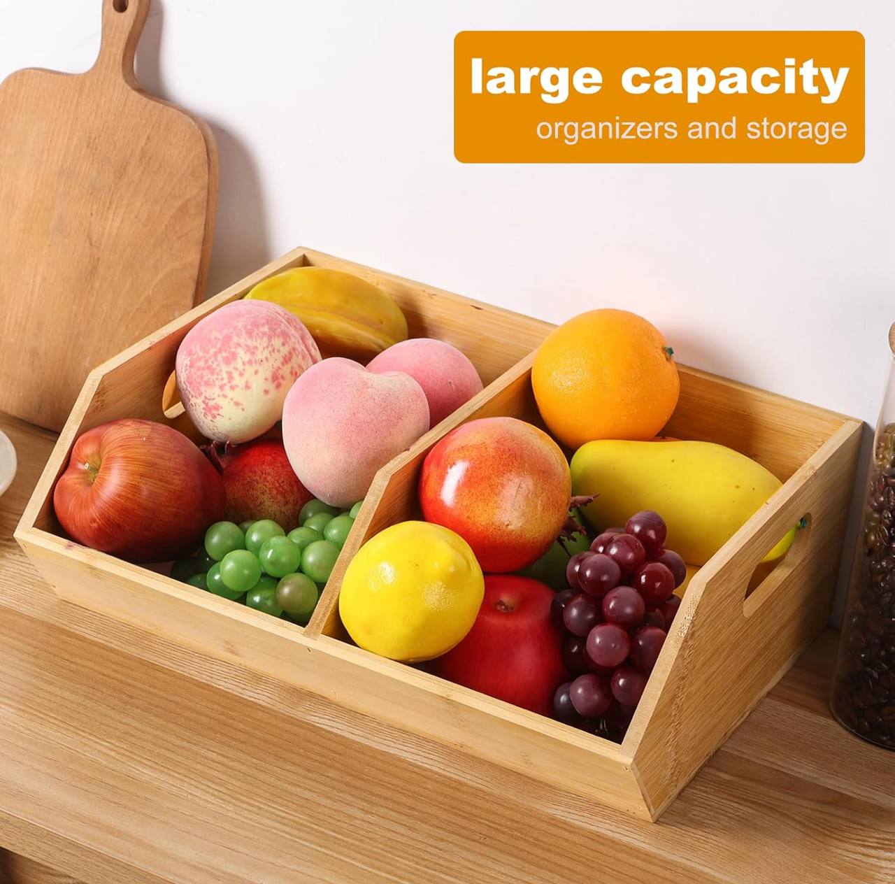 Bamboo pantry organizer/storage bin with removable divider*