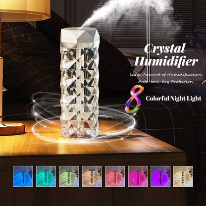 High quality crystal intelligent Humidifier with 7 colour dime lights and automatic switch off when waterless