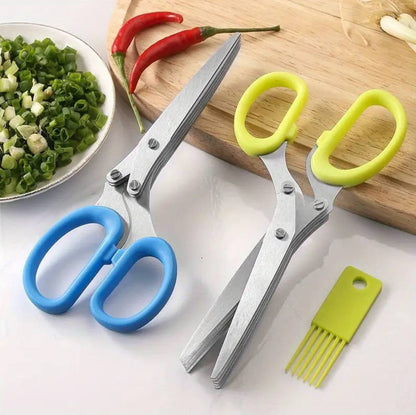 Multifunctional 5 layer herb scissors