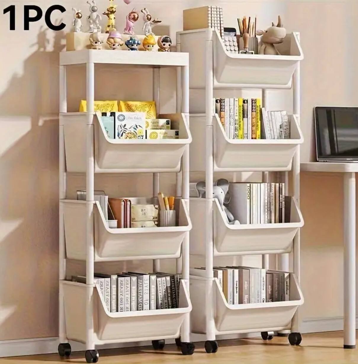 Trolley Bookshelf Kitchen Storage Slit