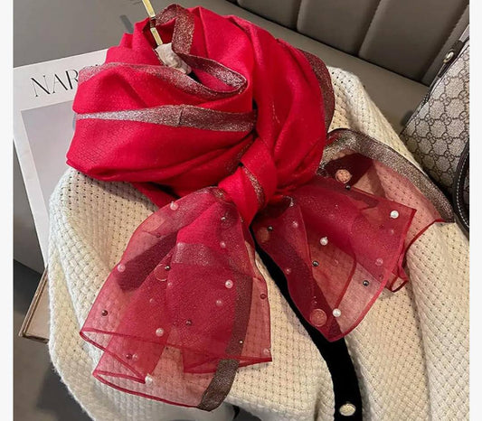Luxury Pearl Print Scarf for Women