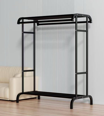 Clothes rack household indoor bedroom balcony drying hanger with top shelf and lower shelf for storage