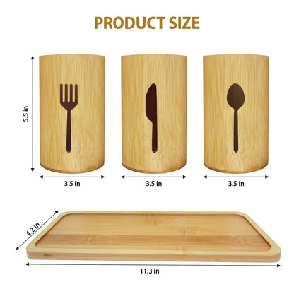 Eco-Friendly 4 in 1 Bamboo Cutlery Holder