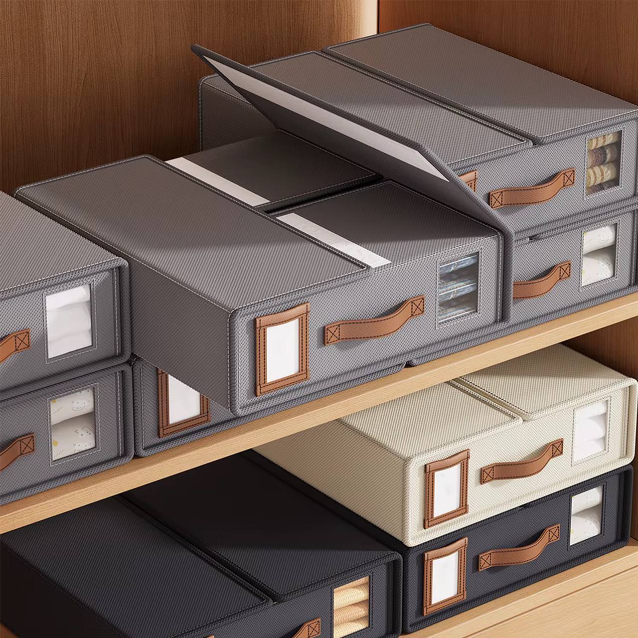 Stackable Fabric Closet Storage Organizer Box