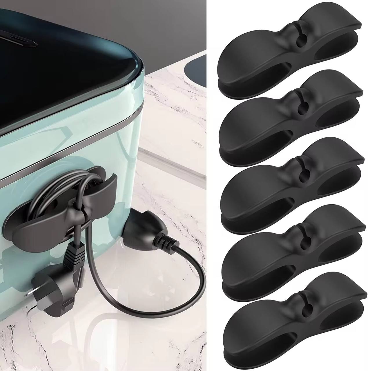 Wire Cable Organizer Tidy Management Clips Holder Adhesive Cord Storage Wrapper Winder for Kitchen Appliances Computer