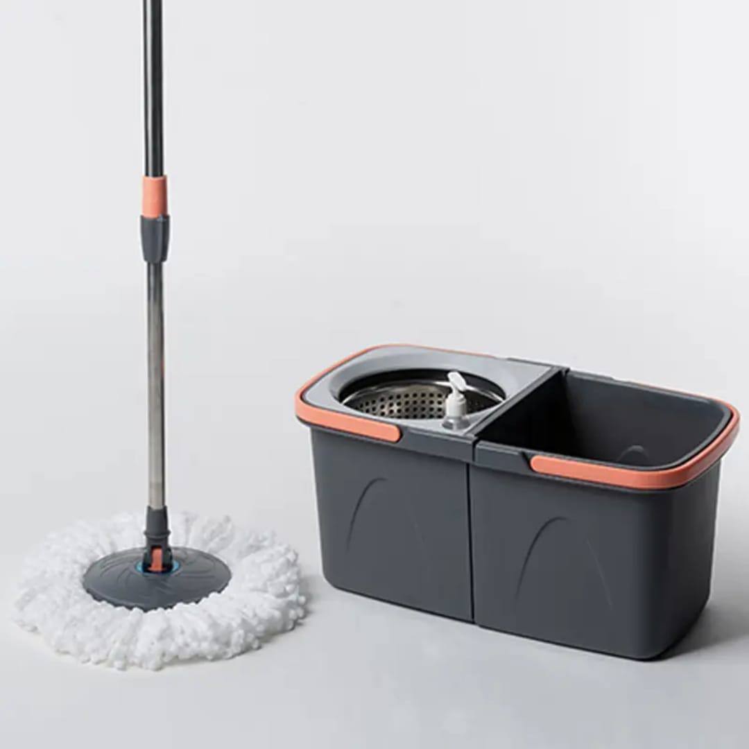 Split Spinning Microfiber Mop with Self Wet and Dry Bucket