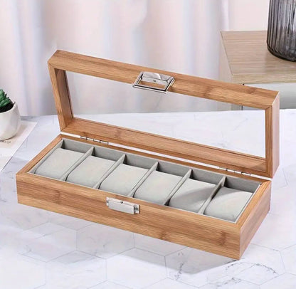 6 slots wooden watch organizer
