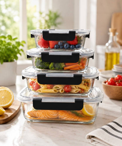 4 pcs glass food container set