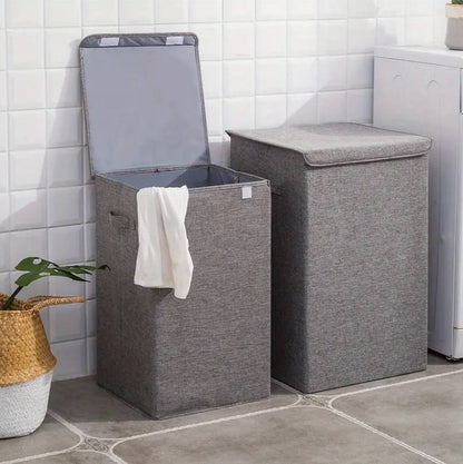 Cotton laundry basket with cover
