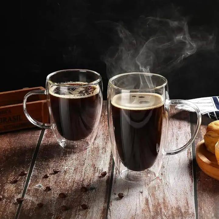 Elegant Double-Walled Glass Design – Keeps beverages hot while the outer layer stays cool to touch