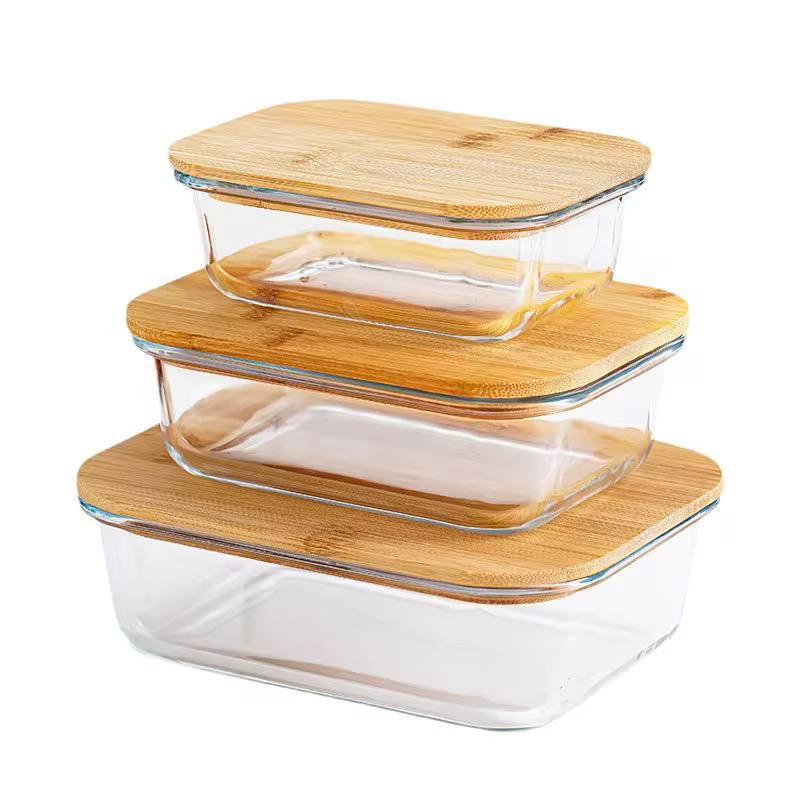 3in1  snack storage box set wooden top lid