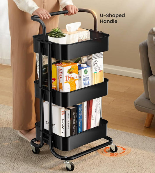 Multi-functional movable trolley storage rack