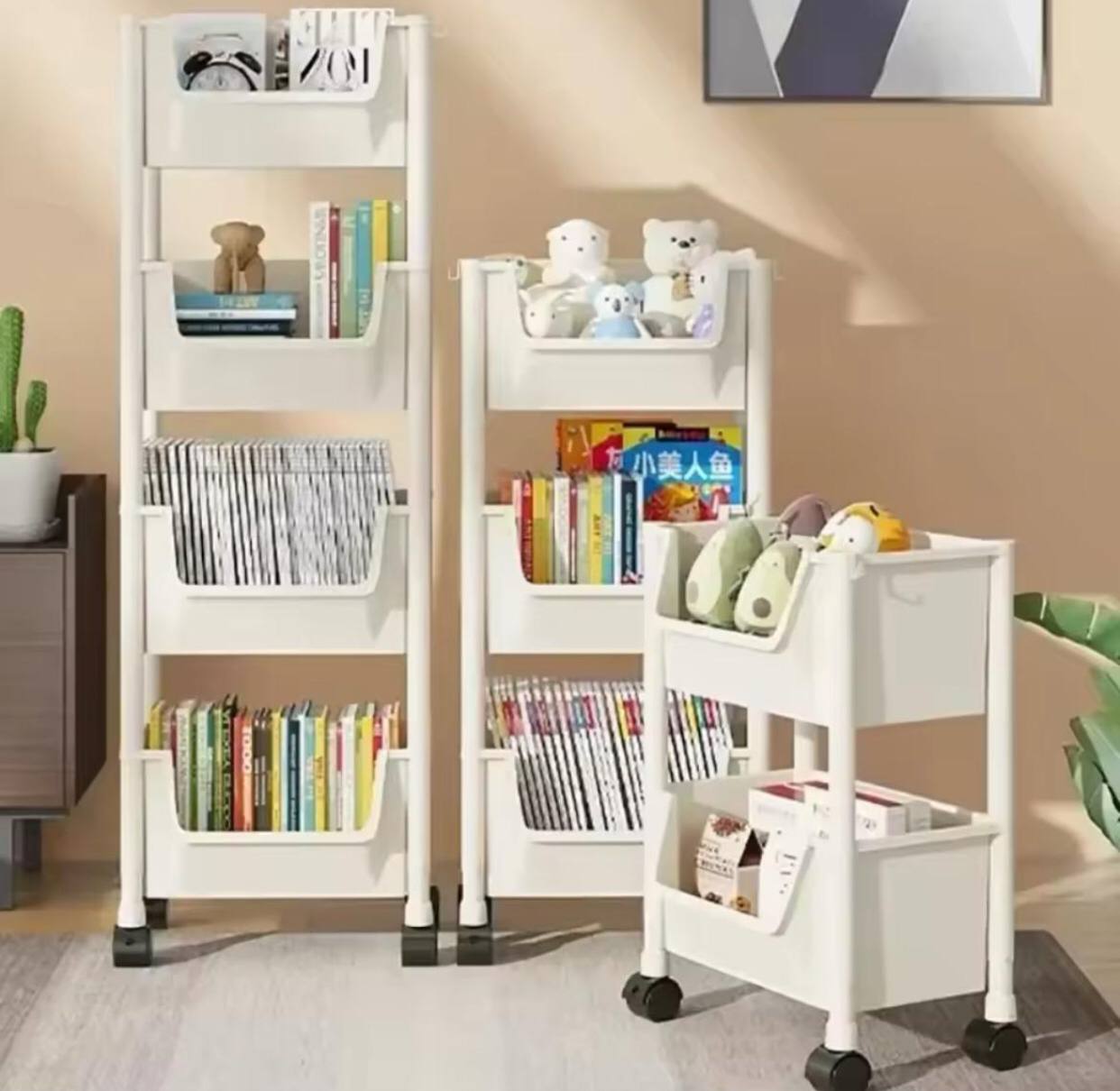 Trolley Bookshelf Kitchen Storage Slit